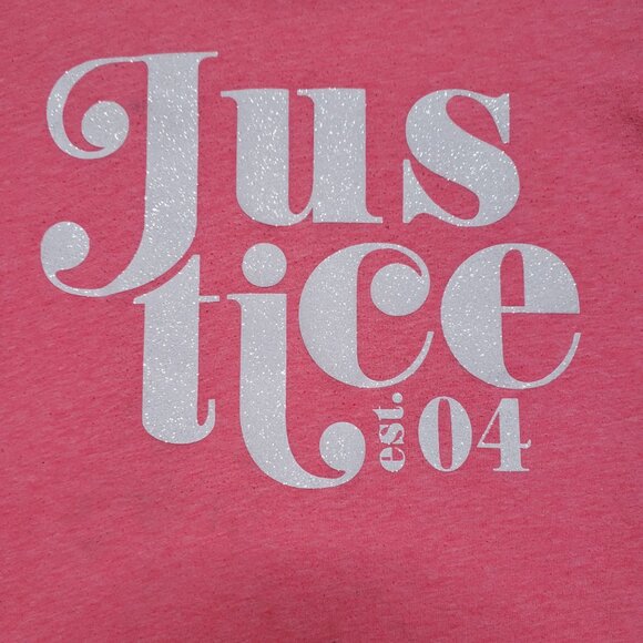 Justice Pink Sparkle Short Sleeve Top – Girls Size L (12/14) - Picture 7 of 11